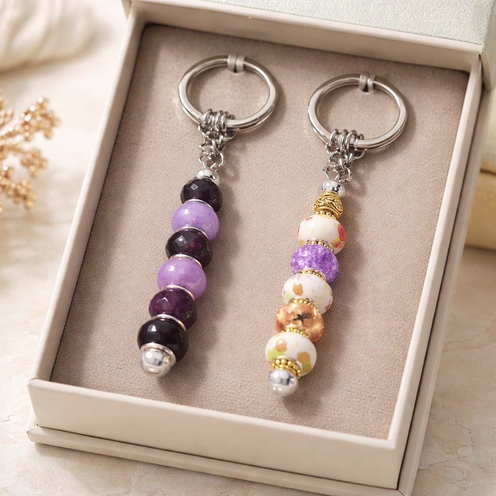 Silicone Beaded Keychain or Bag Charm
