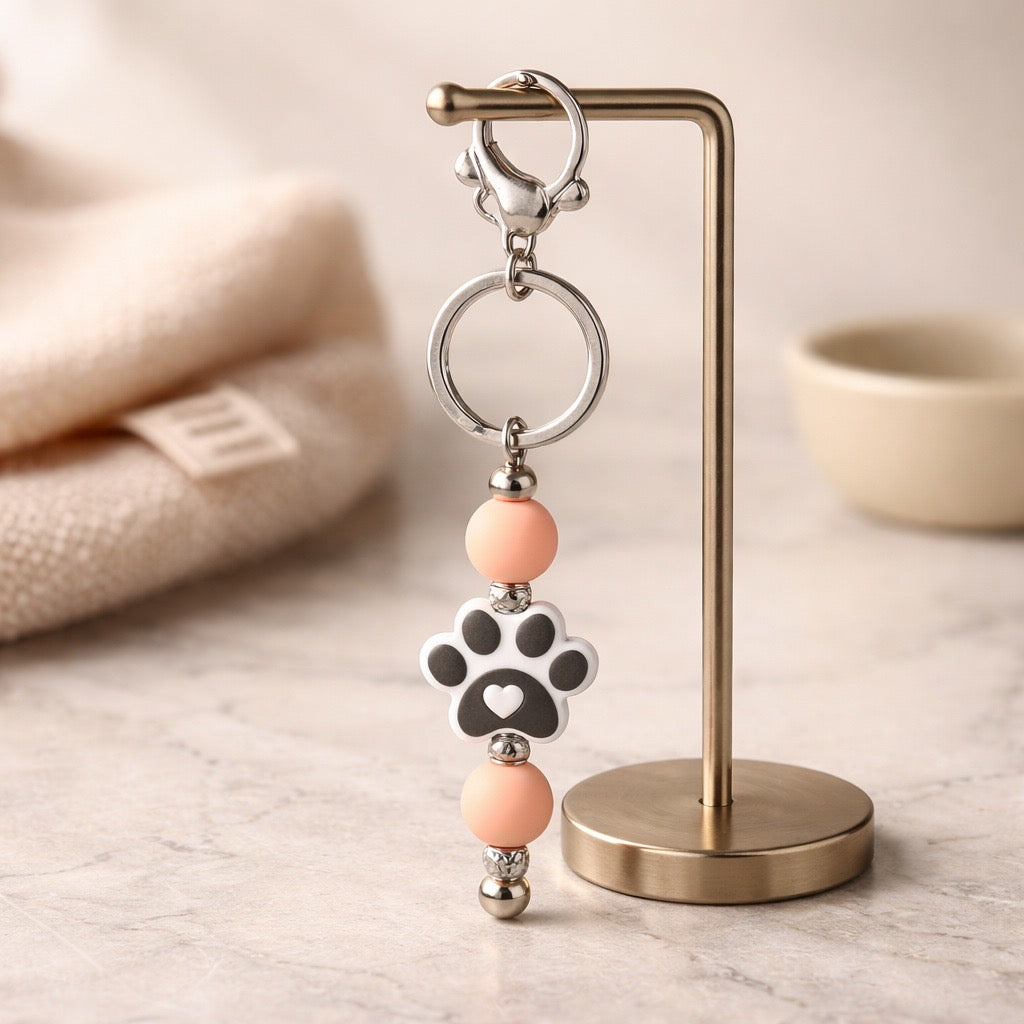 Silicone Beaded Keychain or Bag Charm