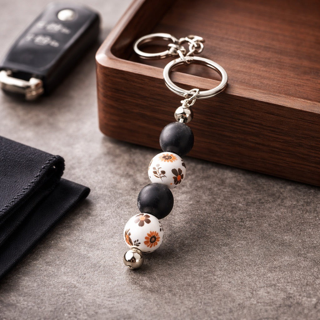 Silicone Beaded Keychain or Bag Charm
