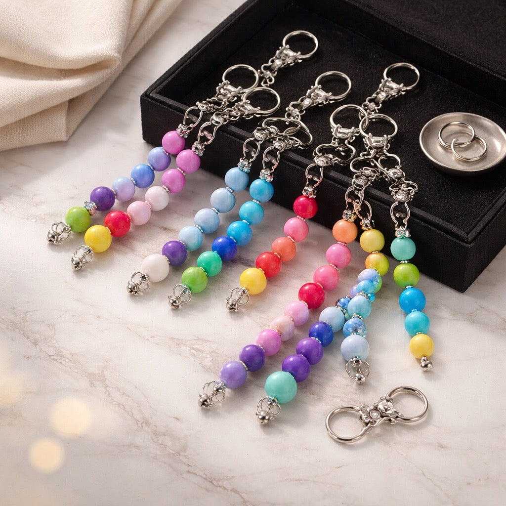 Silicone Beaded Keychain or Bag Charm